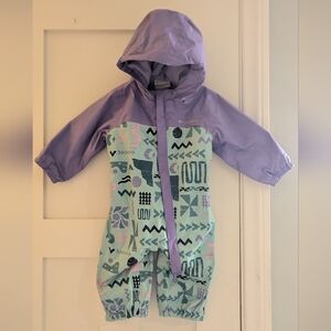 Columbia Purple and Teal Rain suit, Size 6-12 Month